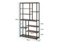 Discount Tribesigns Biblioteca, Estantería de almacenamiento de 9 niveles, Mueble de almacenamiento, Biblioteca industrial de metal Marru00f3n