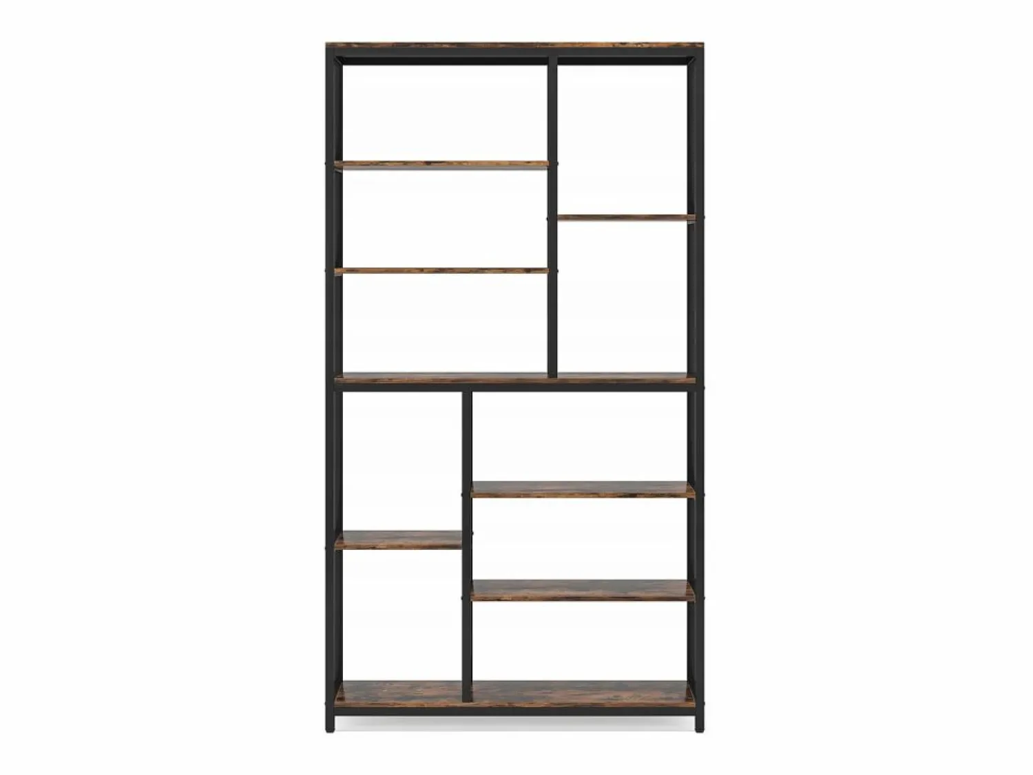 Discount Tribesigns Biblioteca, Estantería de almacenamiento de 9 niveles, Mueble de almacenamiento, Biblioteca industrial de metal Marru00f3n