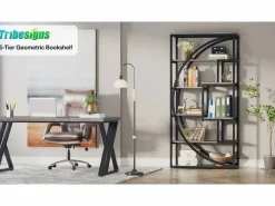 Online Biblioteca Industrial de 5 Niveles, Biblioteca de 180 cm de Altura con 8 Estantes de Almacenamiento Abiertos Librería