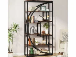 Online Biblioteca Industrial de 5 Niveles, Biblioteca de 180 cm de Altura con 8 Estantes de Almacenamiento Abiertos Librería