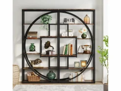 Online Biblioteca Industrial de 5 Niveles, Biblioteca de 180 cm de Altura con 8 Estantes de Almacenamiento Abiertos Librería