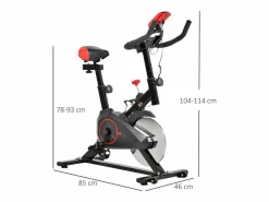 Best Bicicleta estática con pantalla LCD, asiento regulable y resistencia regulable, acero, color negro (85x46x114cm)