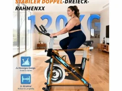 NETTLIFE Bicicleta estática magnética con pantalla LCD y soporte para tableta - Bicicleta estática para el hogar