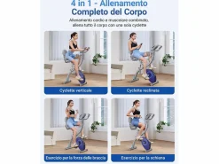 Outlet Bicicleta Estática 4 en 1, LCD, Bluetooth, APP, 16 Niveles Magnéticos, Monitor de Frecuencia Cardíaca, Plegable, Silenciosa, X-Bike, Bicicleta Estática