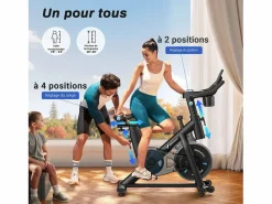 Online MERACH Bicicleta estática silenciosa, resistencia ajustable, pantalla LED, APP, carga 136 kg, ideal para casa Negro