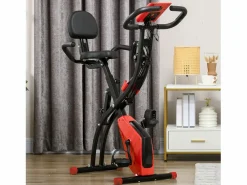 Outlet Bicicleta estática plegable 2 en 1 con pantalla LCD y resistencia magnética de 8 niveles, acero, color rojo (105 x 48 x 118 cm) Bicicleta Estática