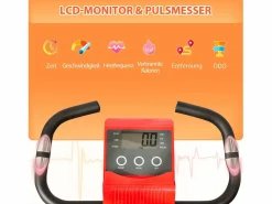 Outlet Bicicleta estática plegable 2 en 1 con pantalla LCD y resistencia magnética de 8 niveles, acero, color rojo (105 x 48 x 118 cm) Bicicleta Estática
