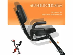 Outlet Bicicleta estática plegable 2 en 1 con pantalla LCD y resistencia magnética de 8 niveles, acero, color rojo (105 x 48 x 118 cm) Bicicleta Estática