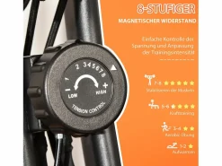 Outlet Bicicleta estática plegable 2 en 1 con pantalla LCD y resistencia magnética de 8 niveles, acero, color rojo (105 x 48 x 118 cm) Bicicleta Estática