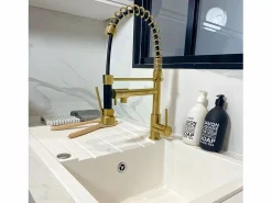 Online Essebagno Big Pro Mezclador de fregadero con rociador móvil oro cepillado Dorado