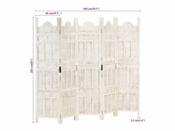 Clearance Biombo 5 paneles tallado a mano madera mango 200x165 cm Biombo