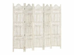 Clearance Biombo 5 paneles tallado a mano madera mango 200x165 cm Biombo