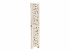 vidaxl Biombo 3 paneles tallado a mano madera mango 120x165 cm Blanco