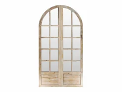 OZAIA Biombo de espejo de madera con efecto patinado - 2 paneles - An. 96 x Al. 180 cm - Natural - KEDIRI