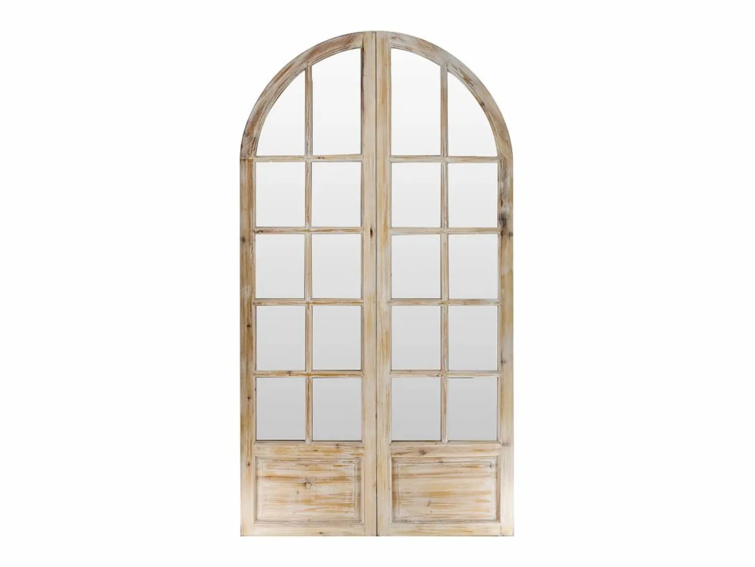 OZAIA Biombo de espejo de madera con efecto patinado - 2 paneles - An. 96 x Al. 180 cm - Natural - KEDIRI