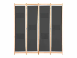 Discount Biombo divisor de 4 paneles de tela 160x170x4 cm ES754646 Gris