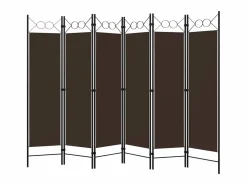 Clearance Biombo divisor de 6 paneles marrón 240x180 cm ES403632 Marru00f3n