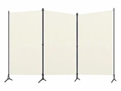 Discount Biombo divisor de 3 paneles tela blanco 260x180 cm ES410188 Crema