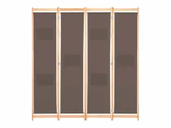 Outlet Biombo divisor de 4 paneles de tela marrón 160x170x4 cm ES512457 Marru00f3n