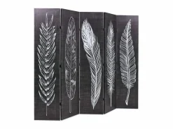 Biombo divisor plegable 200x170 cm plumas blanco y ES809469