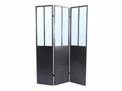 Sale OZAIA Biombo espejo atelier estilo industrial COVENTRY - metal - Alt. 180 x Ancho 122 cm - Negro