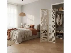 New Atmosphera Biombo Separador Ambientes 3 Paneles Madera Akira Dormitorio Salón Blanco