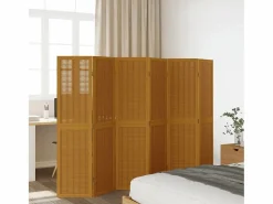 Sale Biombo separador de 6 paneles madera maciza paulownia marrón ES625835 Biombo