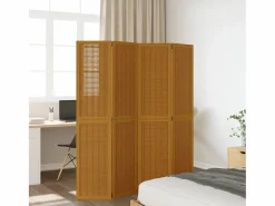 Best Biombo separador de 4 paneles madera maciza paulownia marrón ES959267 Marru00f3n