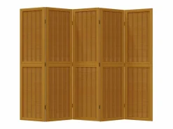 Best Biombo separador de 5 paneles madera maciza paulownia marrón ES729638 Marru00f3n