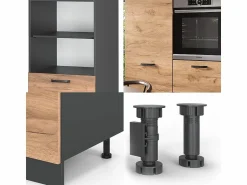 Discount Bloque de cocina oro power roble/antracita 180x46x81.6 r-line Cocina Completa