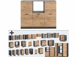 Discount Bloque de cocina oro power roble/antracita 180x46x81.6 r-line Cocina Completa