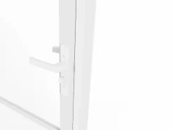 Vente-unique Bloque de puerta blanca reversible de aluminio y vidrio templado - Alt. 204 x An. 83 cm - MASERU