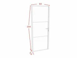 Vente-unique Bloque de puerta blanca reversible de aluminio y vidrio templado - Alt. 204 x An. 83 cm - MASERU