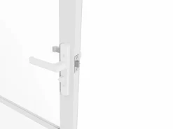Vente-unique Bloque de puerta blanca reversible de aluminio y vidrio templado - Alt. 204 x An. 83 cm - MASERU