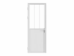 Vente-unique Bloque de puerta reversible, aluminio, MDF y vidrio templado, Alt. 204 x An. 73 cm, ERMELO