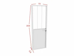 Vente-unique Bloque de puerta reversible, aluminio, MDF y vidrio templado, Alt. 204 x An. 73 cm, ERMELO