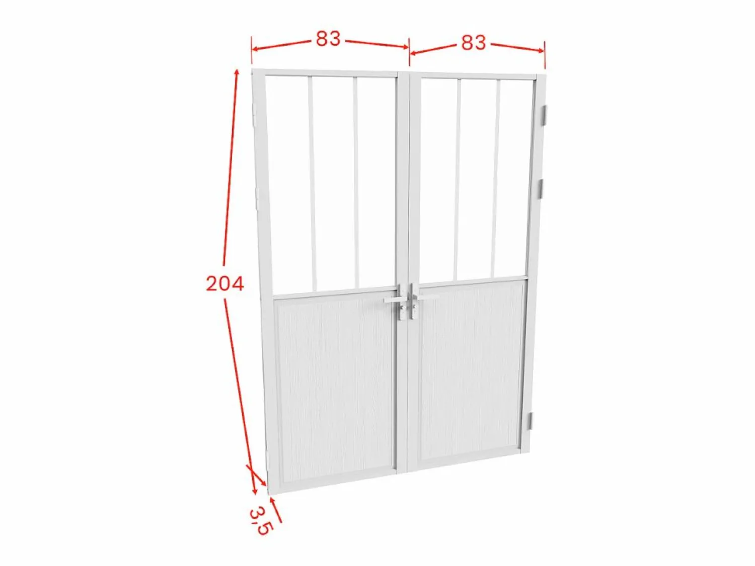 Sale Vente-unique Bloque de puerta reversible, MDF y vidrio templado - 2 x Alt. 204 x An. 83 cm - ERMELO Blanco