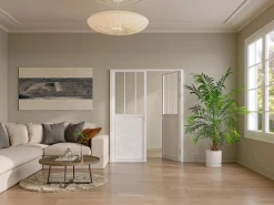 Vente-unique Bloque de puerta reversible, MDF y vidrio templado - 2 x Alt. 204 x An. 73 cm - ERMELO