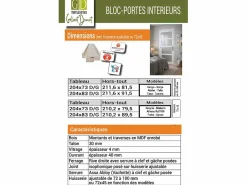 GD Menuiseries Bloque de puerta de taller H204 x L73 Panel lateral de empuje derecho + manija