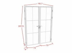Vente-unique Bloque de puerta doble - aluminio y vidrio templado - - 2 x 204 x 73 cm - SEROTO