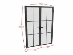Bloque de puerta doble - aluminio, vidrio translúcido - 2 x Alt. 204 x An. 93 cm - - SEROTO Puerta Con Marco