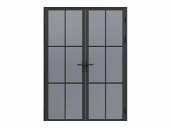 New Bloque de puerta doble reversible de vidrio templado ahumado - 2 x Alt. 204 x An. 83 cm - SEROTO Puerta Con Marco