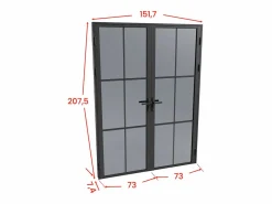 Outlet Bloque de puerta doble reversible de vidrio templado ahumado - 2 x Alt. 204 x An. 73 cm - SEROTO Puerta Con Marco