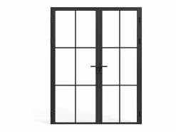 Clearance Vente-unique Bloque de puerta doble reversible - aluminio, vidrio templado - 2 x Alt. 204 x An. 93 cm - - SEROTO Negro