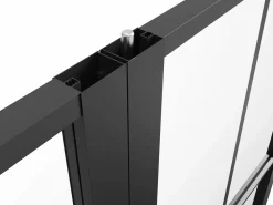 Clearance Vente-unique Bloque de puerta doble reversible - aluminio, vidrio templado - 2 x Alt. 204 x An. 93 cm - - SEROTO Negro