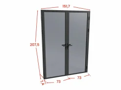 Outlet Bloque de puerta doble reversible de vidrio templado ahumado - 2 x Alt. 204 x An. 73 cm - LOXTON Puerta Con Marco