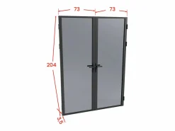 Outlet Bloque de puerta doble reversible de vidrio templado ahumado - 2 x Alt. 204 x An. 73 cm - LOXTON Puerta Con Marco