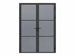 Vente-unique Bloque de puerta doble reversible - vidrio ahumado - 2 x Alt. 204 x An. 73 cm - - MASERU Negro