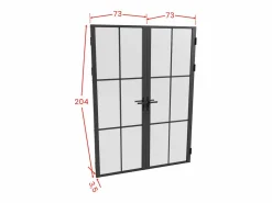 New Vente-unique Bloque de puerta doble reversible - aluminio, vidrio translúcido - 2 x Alt. 204 x An. 73 cm - - SEROTO Negro
