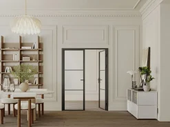 Outlet Vente-unique Bloque de puerta doble reversible - vidrio templado - 2 x Alt. 204 x An. 83 cm - - MASERU Negro
